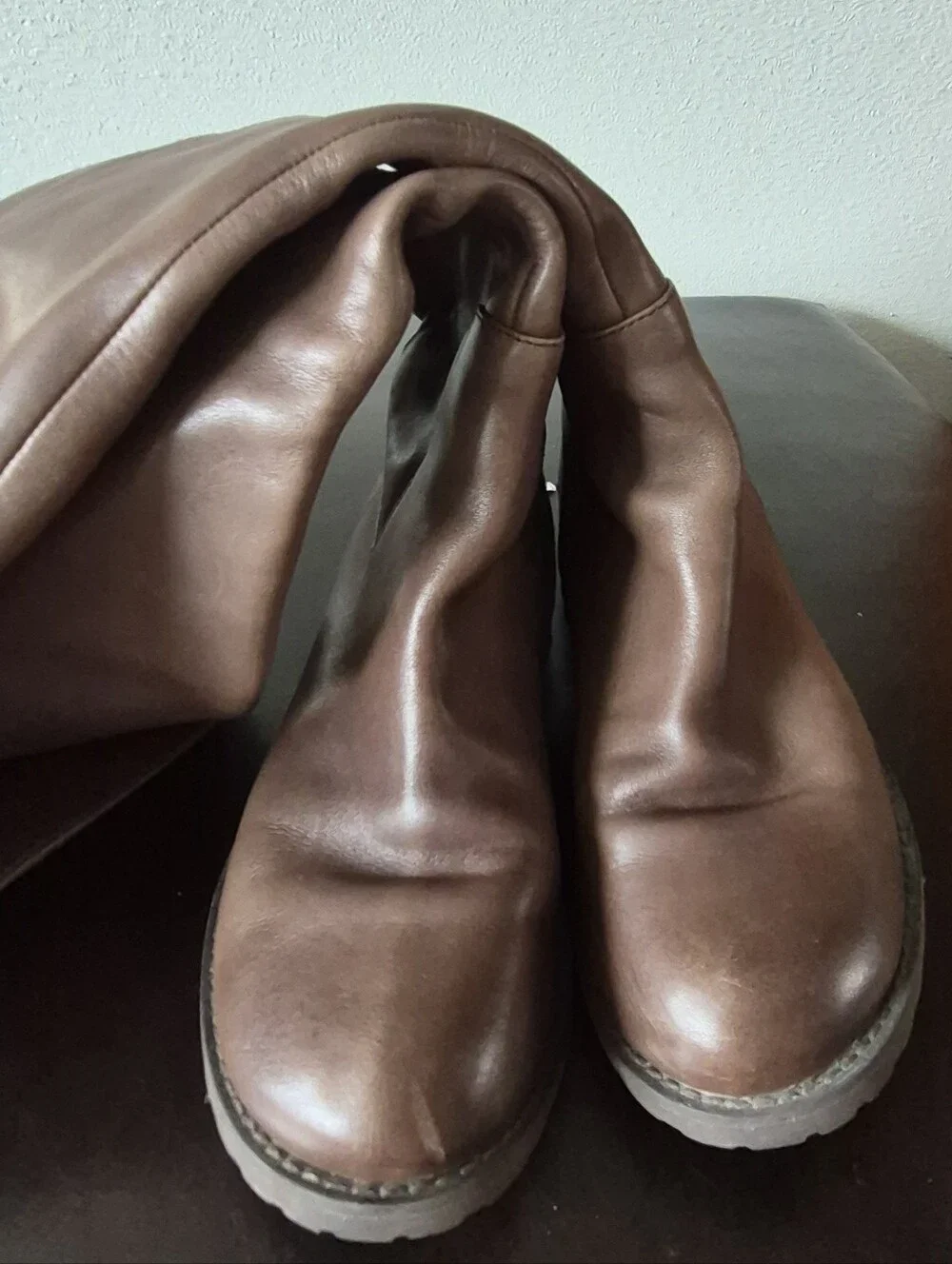 BP Nordstrom Holgate Brown Leather Over The Knee Fold Over Boots EUC Size 7